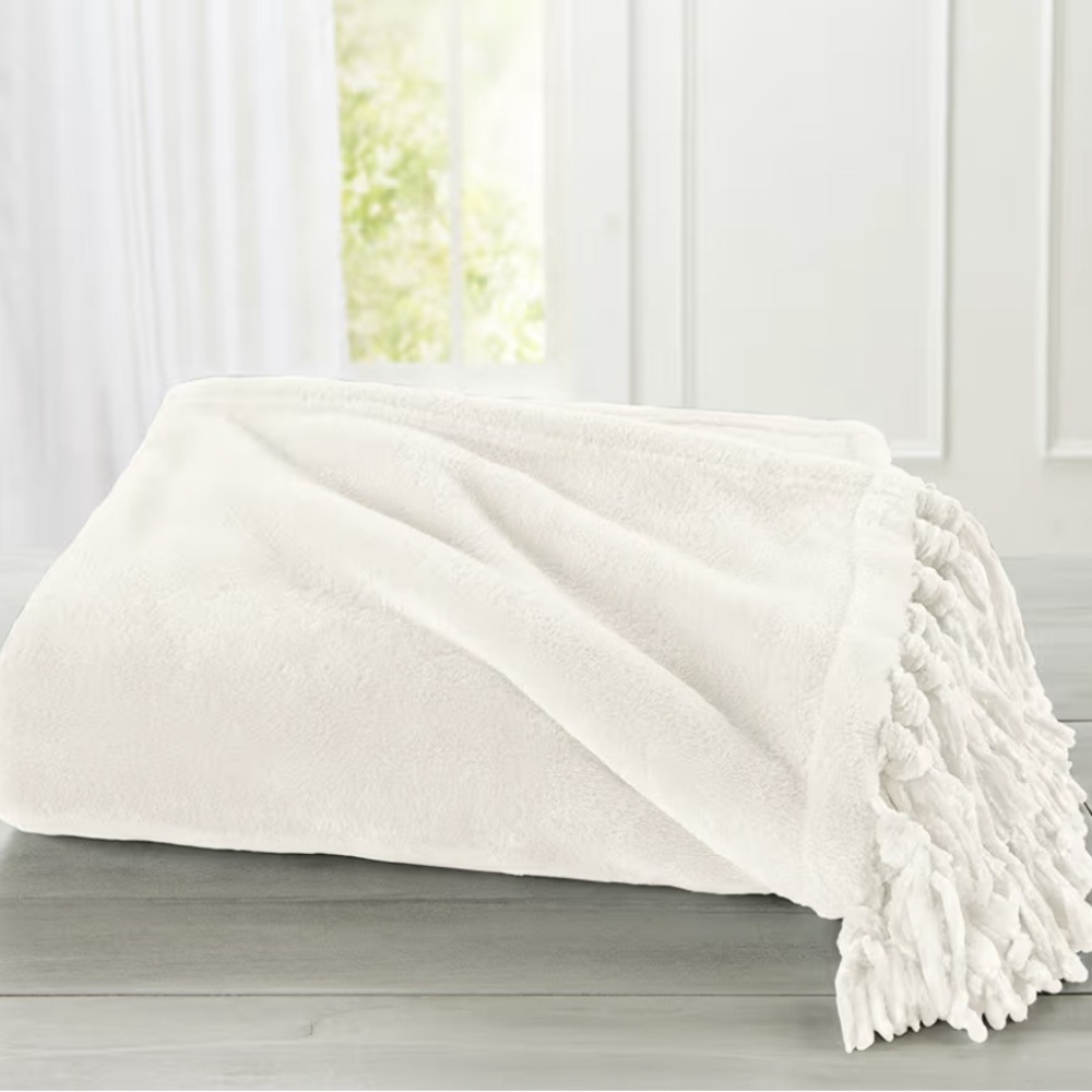 Luxurious White Throw Blanket